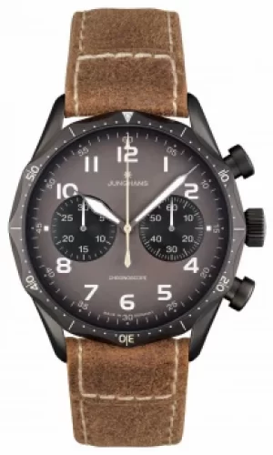 Junghans Meister Pilot Self-Winding Mechanical Brown Strap Watch