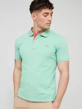 Gant Contrast Placket Detail Polo Shirt, Green Size XL Men