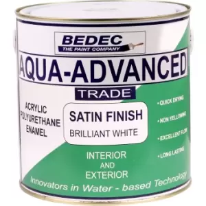 Bedec Aqua Advanced Satin Paint Brilliant 1L in White Acrylic