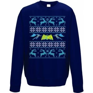 Batman - Reindeer Mens Large Crewneck Sweatshirt - Blue