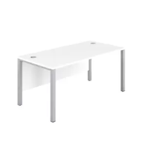 1400X600 Goal Post Rectangular Desk White - Silver