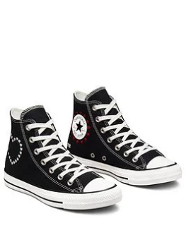 Converse Chuck Taylor All Star Crafted with Love Hi Top Plimsolls - Black/White/Red, Size 8, Women