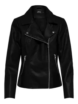 ONLY Biker Faux Leather Jacket Women Black