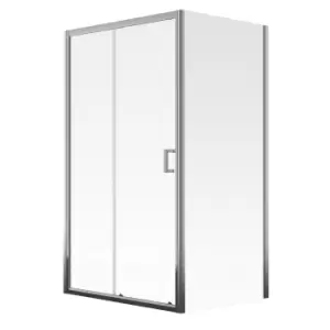 Aqualux Edge 8 Silver Frame 1 Panel Sliding Shower Door (W)1000mm