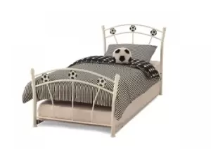 Serene Soccer 3ft Single White Gloss Metal Guest Bed