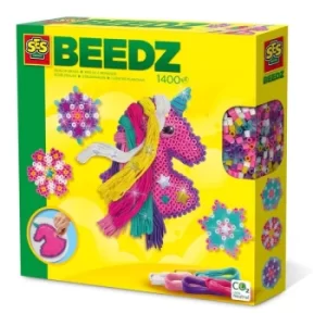 SES CREATIVE Beedz Childrens Iron-on Beads Unicorn with Mane Mosaic Kit, 1400 Iron-on Beads, Unisex, Five Years and...