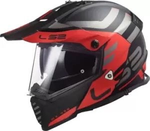 LS2 MX436 Pioneer Evo Adventurer Motocross Helmet, black-red, Size L, black-red, Size L