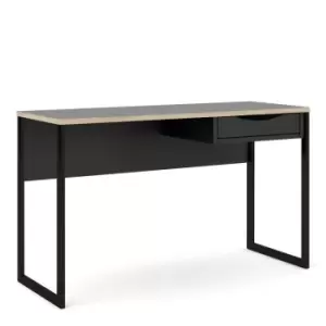 Function Plus Desk 1 Drawer Wide In Black With Oak Effect Trim