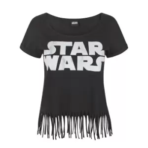 Star Wars Womens/Ladies Logo Fringe Top (2XL) (Black)