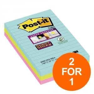 Post It Super Sticky Notes Miami Ruled 90 Sheets 101x152mm Ref