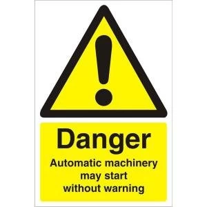 Warehouse Sign 400x600 Plastic Danger Automatic machinery Ref