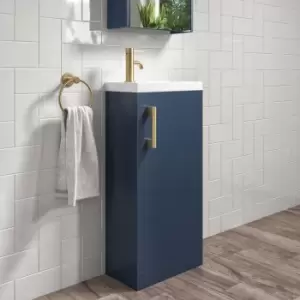 400mm Blue Cloakroom Vanity Unit with Basin and Brass Handle - Ashford
