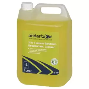 Andarta 33-120 3 in 1 Lemon Sanitiser Deodouriser Cleaner 5L