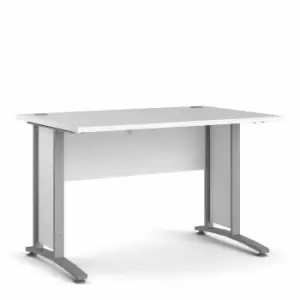 Prima Desk with Silver Legs 120cm, white