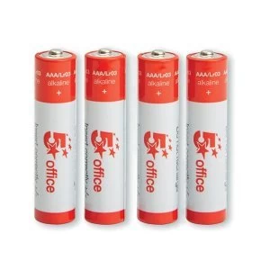 5 Star Office AAA LR03 Alkaline Batteries Pack of 4