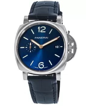 Panerai Luminor Due 42mm Automatic Blue Dial Leather Strap Mens Watch PAM01274 PAM01274