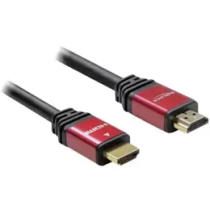 Delock HDMI Cable HDMI-A plug, HDMI-A plug 3m Red/black 57903 gold plated connectors, incl. ferrite core HDMI cable
