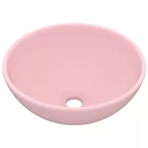 Luxury Bathroom Basin Round Matt Pink 32.5x14cm Ceramic Vidaxl Pink