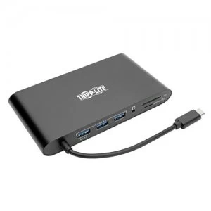 Tripp Lite USB-C Laptop Docking Station with mDP HDMI VGA GbE 4K @ 30Hz Thunderbolt 3 - USB-A PD Charging Black