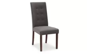 Julian Bowen Madrid Dark Grey Velvet Dinig Chair With Walnut Finish Legs