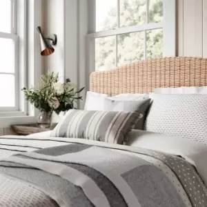 Helena Springfield Dashed Weave Single Duvet Cover Set, White/Grey