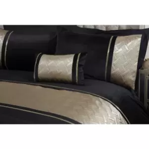 Capri Gold Black King Size Duvet Cover Set Velvet Sequin Bedding Bed Set Quilt - Black