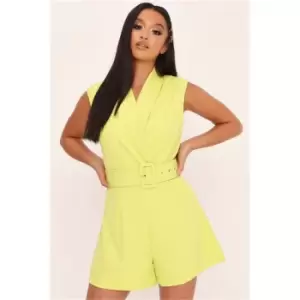I Saw It First Lime Green Belted Playsuit - Green