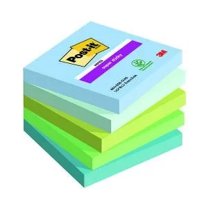 Post-it Super Sticky Oasis Colour 76x76mm 90 Sheet Pack of 5