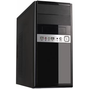CiT 1016 Gloss Black/Silver Micro ATX Case 500W PSU