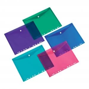 5 Star Office Punched Filing Pockets Assorted Assorted 1 x Pack of 5