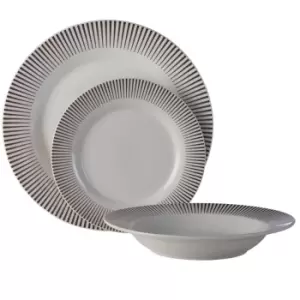 Premier Housewares 12 pc Spoke Porcelain Dinner Set - White