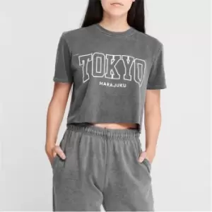 Fabric City Crop T Shirt Ladies - Grey