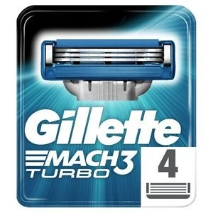 Gillette MACH3 Turbo Mens Razor Blades 4 Refills