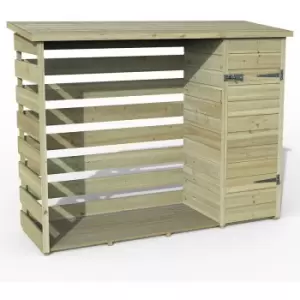 6'5 x 2'3 Forest Pent Logstore with Tool Storage (2m x 0.7m) - Natural Timber