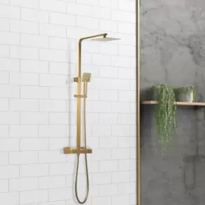 Brass Thermostatic Bar Mixer Shower Set with Square Overhead & Handset - Observa