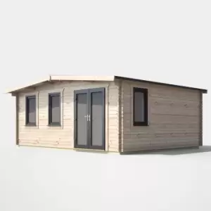 Power 16' x 18' Chalet Log Cabin - Right Side Double Door
