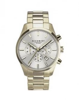 Accurist Silver Sunray Chronograph Dial Gold Stainless Steel Bracelet Mens Watch