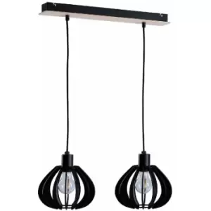 Keter Nicoleta Bar Pendant Ceiling Light Black And Natural, 52cm, 2x E27