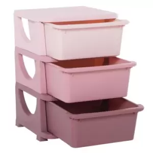 Kids 3 Tier Vertical Tower Storage Unit with Drawers Pink