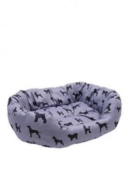 Rosewood Dogs Print Grey Oval Bed 52Cm - 60Cm