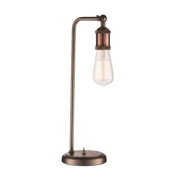 Endon Hal - 1 Light Table Lamp Aged Pewter, Aged Copper Plate, E27