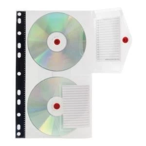 Original Concord Ring Binder Stud Wallet Multipunched for 2 CDs Clear Pack of 5