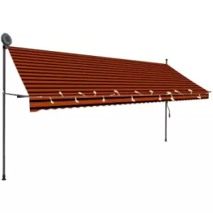 Manual Retractable Awning with LED 400cm Orange and Brown Vidaxl Multicolour