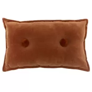 Bobble Velvet Cushion Brick Red