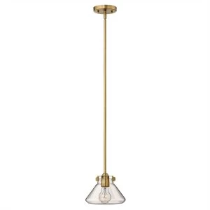 1 Light Dome Ceiling Pendant Brushed Caramel Clear Glass, E27