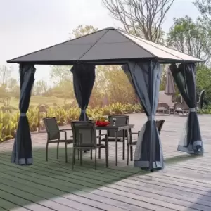 Alfresco Outdoor Gazebo 4m x 3m with Netting and Hardtop Roof, Grey