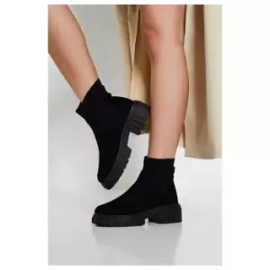 I Saw It First Basic Chunky Sole Faux Suede Chelsea Style Boot - Black