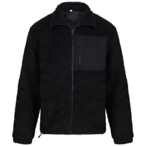 Front Row Unisex Adult Sherpa Recycled Fleece Jacket (XS) (Black)