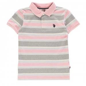 US Polo Assn Oxford Striped Polo Shirt - Prism Pink