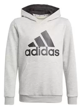 adidas Essentials Kids Boys Big Logo Overhead Hoodie - Light Grey, Light Grey, Size 9-10 Years